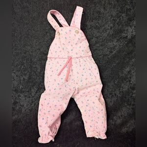 Vintage Pink Floral Corduroy Overalls